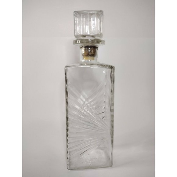 Vintage Other - Vintage Rectangle Cut Glass Decanter Liquor Wine Corked Top Anchor Hocking